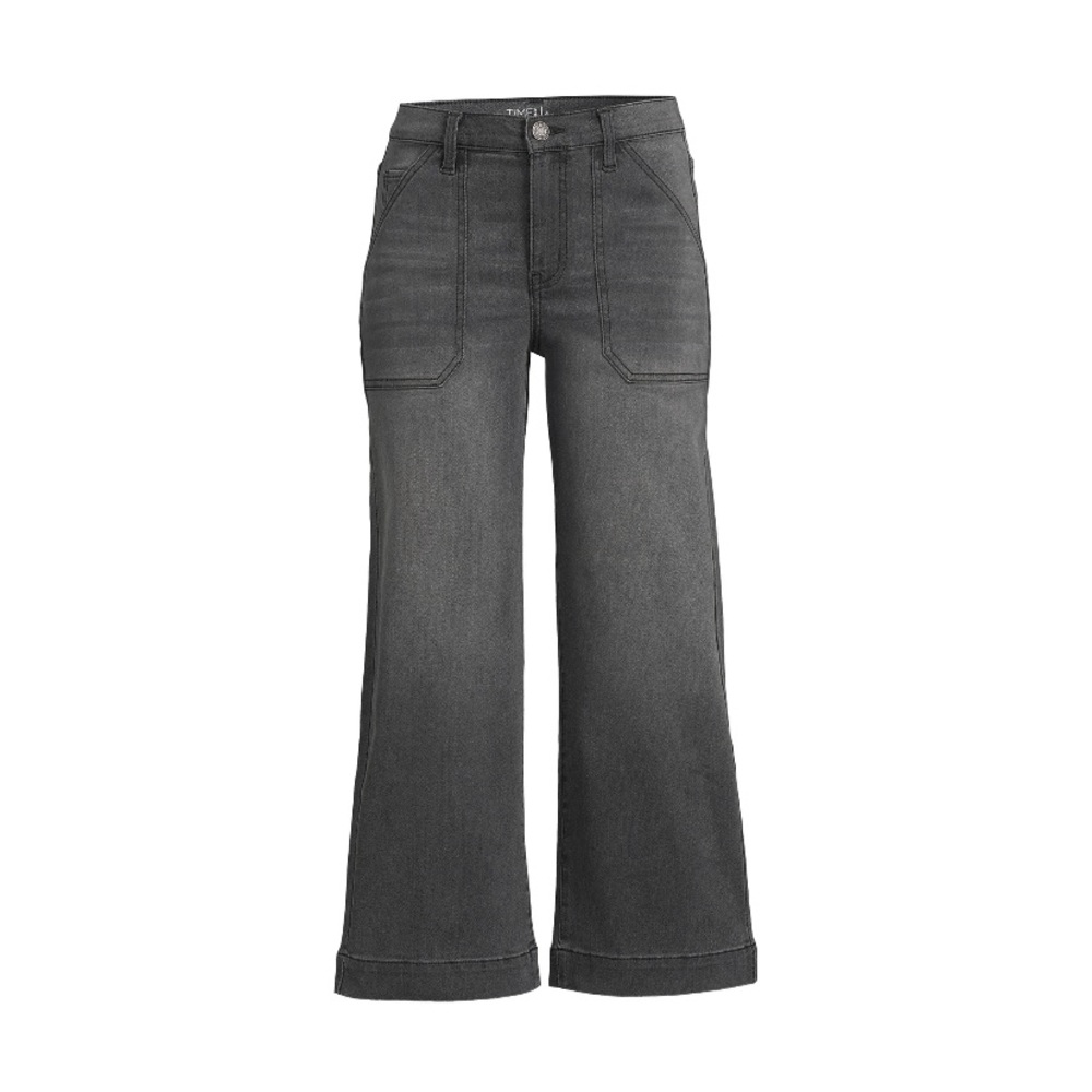Time and Tru Women's High Rise Wide Leg Crop Utility jeans